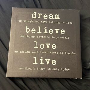 Wall art inspirational sayings 10 x 10 in black and white